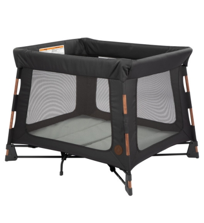 Swift Play Yard in Essential Graphite - 45 degree angle view of left side