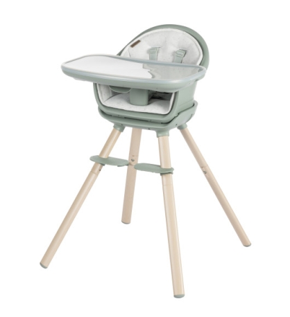 Moa 8-in-1 High Chair - Classic Green EcoCare - 45 degree angle view of left side
