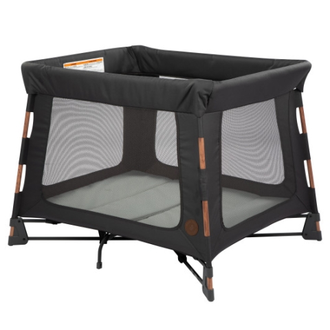 Swift Play Yard in Essential Graphite - 45 degree angle view of left side