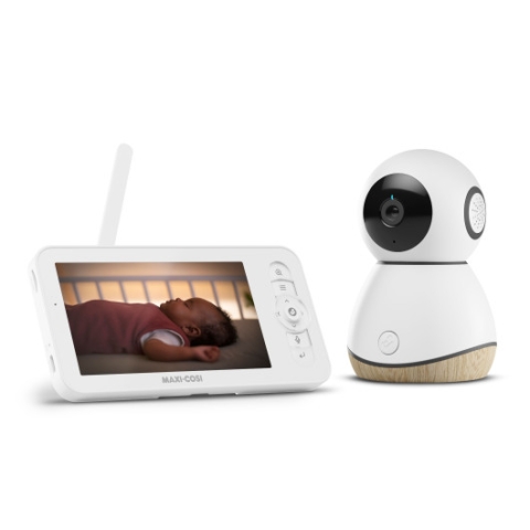 See Pro 360° Baby Monitor - camera and monitor showing baby sleeping in crib
