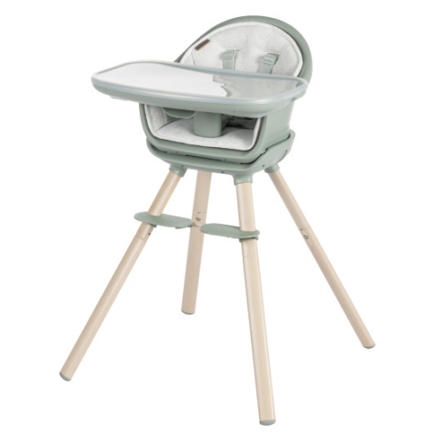 Moa 8-in-1 High Chair - Classic Green EcoCare - 45 degree angle view of left side