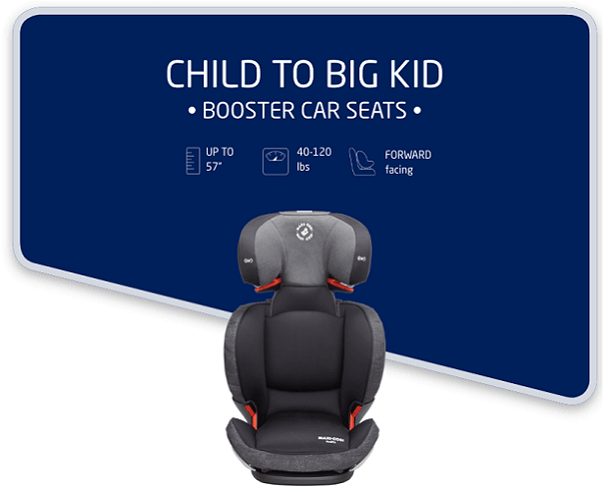 Child to kid booster car seats