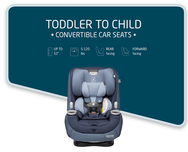 Toddler to child convertible car seats
